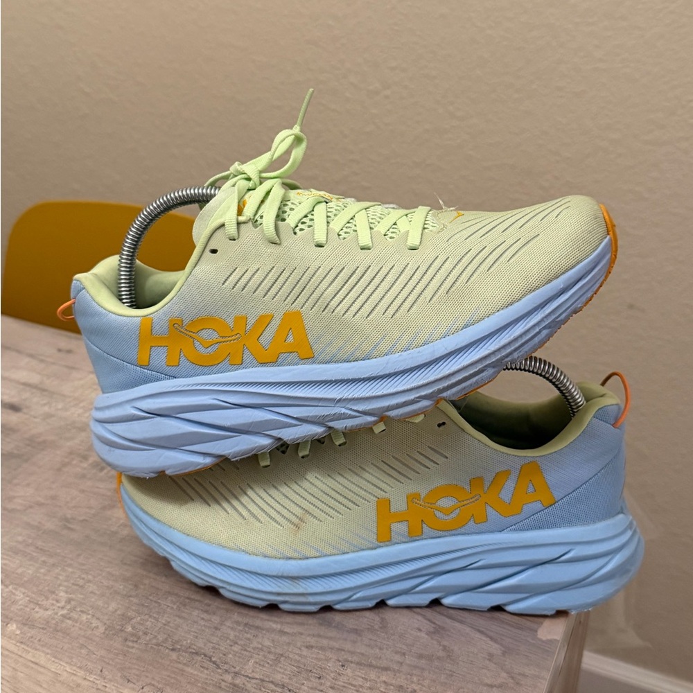 Hoka Athletic Shoes in Light Green, Pale Blue & Orange - Picture 2 of 7